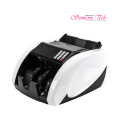 ST810 currency and note counting machine, front view with hopper, stacker and control panel