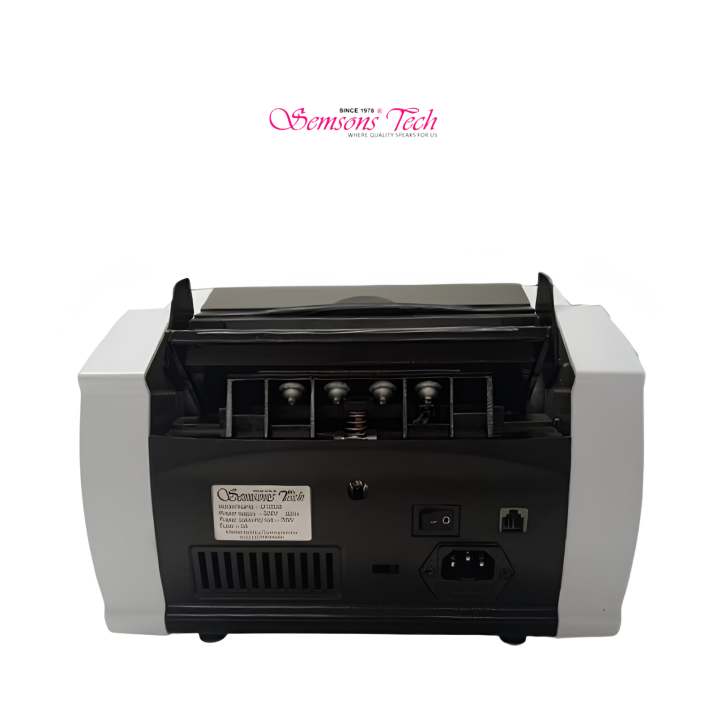 ST2330 note counter back panel with power switch, mains socket and hopper adjustment screw