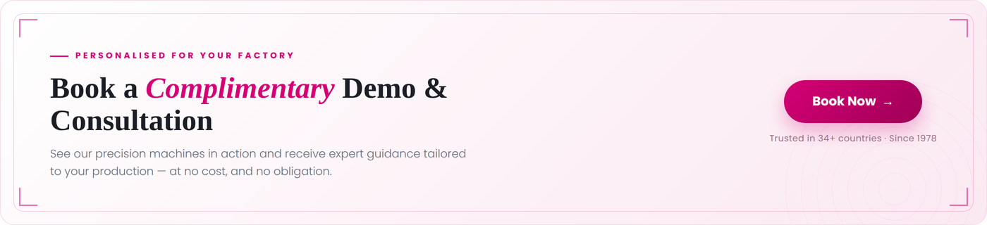 Book a complimentary demo and consultation — see Semsons Tech precision jewellery machines in action, at no cost and no obligation